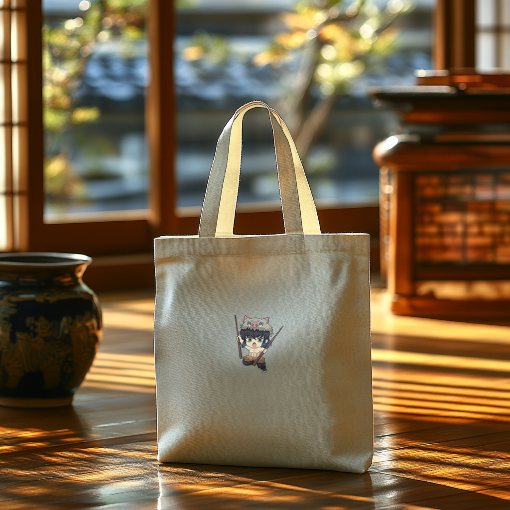 Inosuke Kawaii, demon slayer heavy weight canvas tote bag