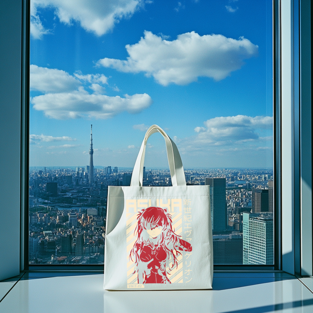 Neon Asuka Unit 02, neon genesis evangelion heavy weight canvas tote bag